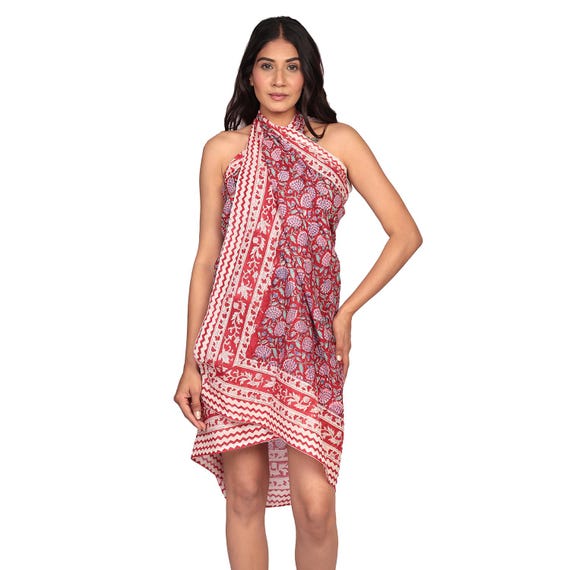 Pareo de algodón hecho a mano Vestido playero ligero Falda cruzada de  verano estilo bohemio Falda tipo bufanda para uso en resort