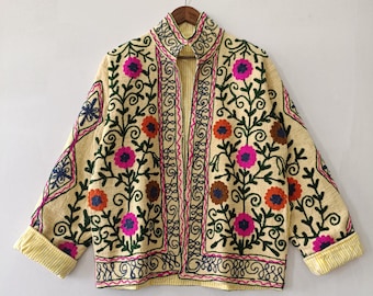 Suzani Short TNT Floral Jacket, Embroidery Bomber Jacket, Duster TNT Jacket New Style,