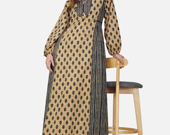 Organic Cotton Maxi Dress | Bohemian Loungewear, Bishop Sleeves
