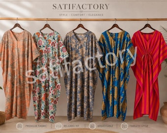 100% Cotton Kaftan, Floral Print Kaftan, Nightwear Sleepwear Cotton Maxi Dress, Cotton Beach Dress, Womens Kaftan