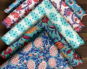 100 Guardanapos de Algodão com Estampa em Bloco | Combine e Misture Roupas de Mesa Artesanais