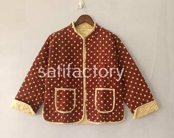 Women Polka Dot Bomber Jacket, Lightweight Up Coat, Casual Spring Fall Streetwear Outerwear