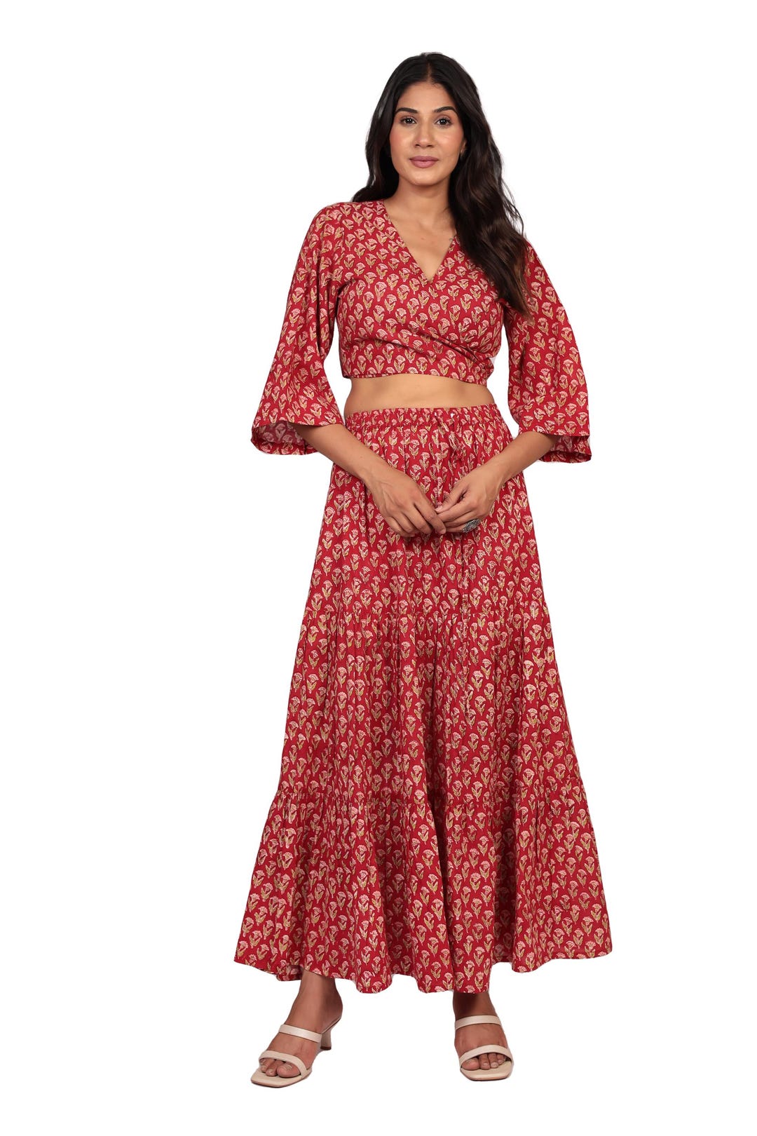 Boho Maxi Skirt and Top Set, Cotton Maxi Skirt Set, Linen Top Set, Boho — free download
