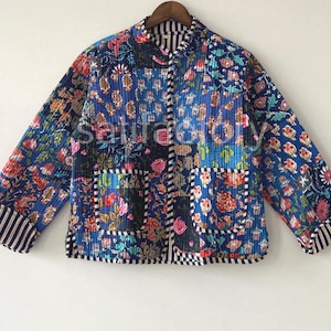 Floral Patchwork Quilted Jacket: Reversible Cotton Boho Coat