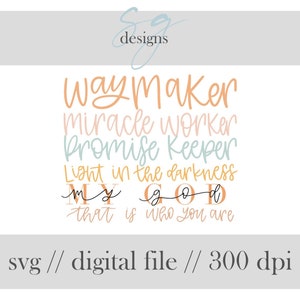 Waymarker, Miracle Worker, My God | 1 SVG Digital Download | Inspirational, Christian Hand Drawn Designs | Digital Download | SVG Cut File