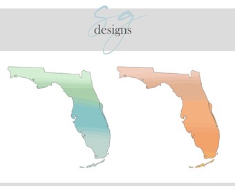 Blue, Green + Orange, Yellow Ombre Florida | 2 SVG Digital Download | Florida State Designs | Digital Instant Download | SVG Cut File