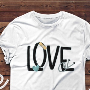 NURSE, DOCTOR - LOVE | 1 png Digital Download File | Nurse Love, Doctor Love,  Nursing Designs | Digital Instant Download | Hand Drawn Art