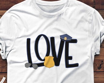POLICE - LOVE | 1 PNG Digital Download File | Blue Lives, Police Officer, Back the Blue Designs | Digital Instant Download | Hand Drawn Art