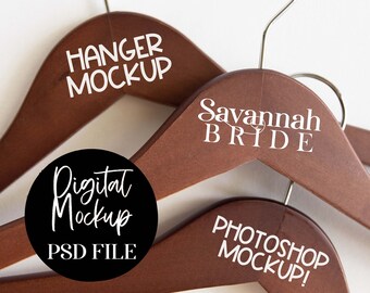 Three Bridal Hangers Mockup | 1 PSD Digital Download | Interactive Photoshop Mockup Design | Digital Download | Hanger Mockup Download