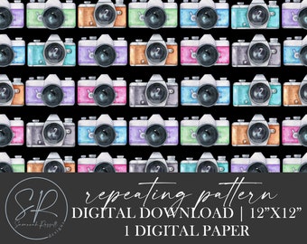 Vintage Camera Seamless Repeating Digital Papers | Digital Download | Digital Paper | Instant Download | Background Scrapbook Download
