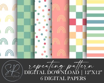 Summer Rainbow Bright Seamless Repeating Digital Paper | Digital Download | Digital Paper | Instant Download | Background Scrapbook Download