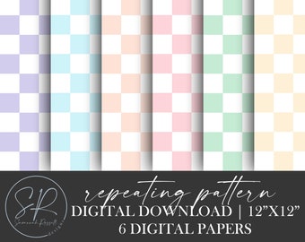 Pastel Checkered Seamless Repeating Digital Papers | Digital Download | Digital Paper Pack | Instant Download | Background Paper Download