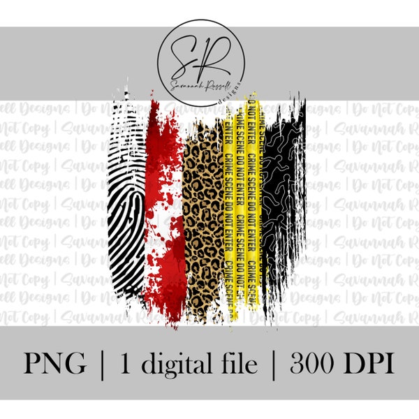 Pinceladas del crimen / 1 PNG Descarga digital / True Crime, Crime Junkie, Crime Scene Hand Drawn Design / Digital Instant Download