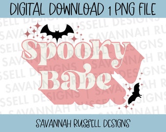 Spooky Babe Pastel Pink Clip Art | 1 PNG Digital Download | Halloween Babe Bats Trendy Clip Art | Digital Instant Download