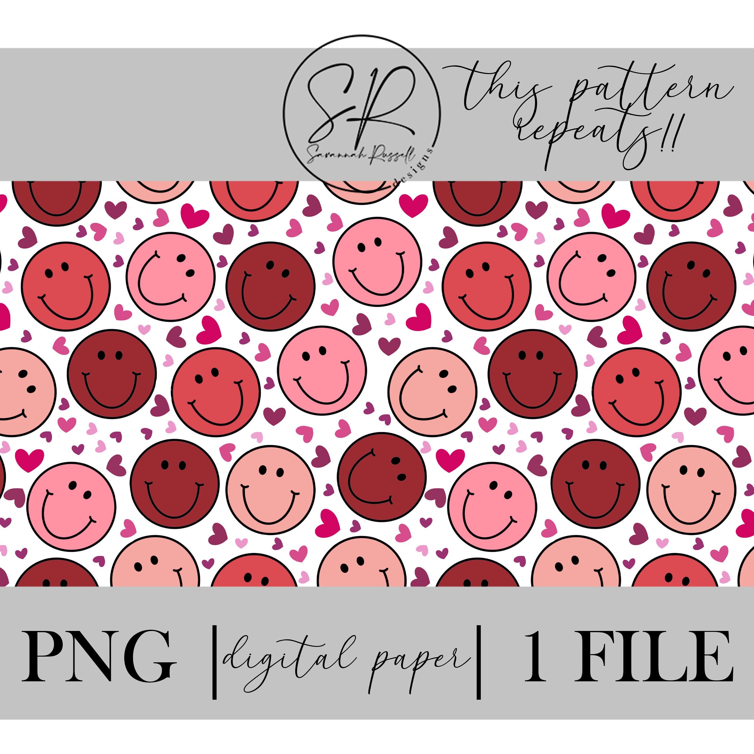 Valentines Day Smiley Face Repeating Digital Paper | Smiling Face ...
