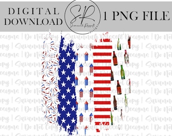Fourth Of July America Brush Strokes | 1 PNG Digital Download | America Summer Patriotic Design | Digital Instant Download
