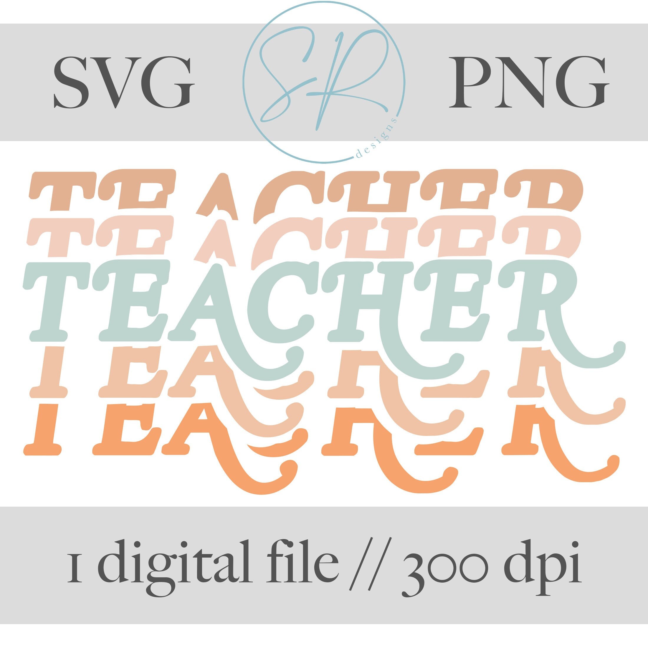 Download Teacher Retro 1 SVG 1 PNG Digital Download Teacher | Etsy