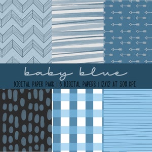 BABY BLUE | Set of 6 Digital Papers | High Quality Instant Digital Download Digital Papers | Baby, Baby Boy, Blue, It's A Boy Paper