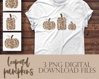 LEOPARD PUMPKINS | 3 PNG Files | High Quality Instant Download | Fall, Pumpkins, Leopard Print | Custom Digital Art | Hand Drawn Art