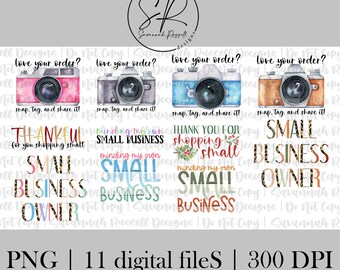 SMALL BUSINESS | 11 PNG Digital Download Files | Small Business, Shop Small, Thank You, Minding My Own Small Business png | Digital Download