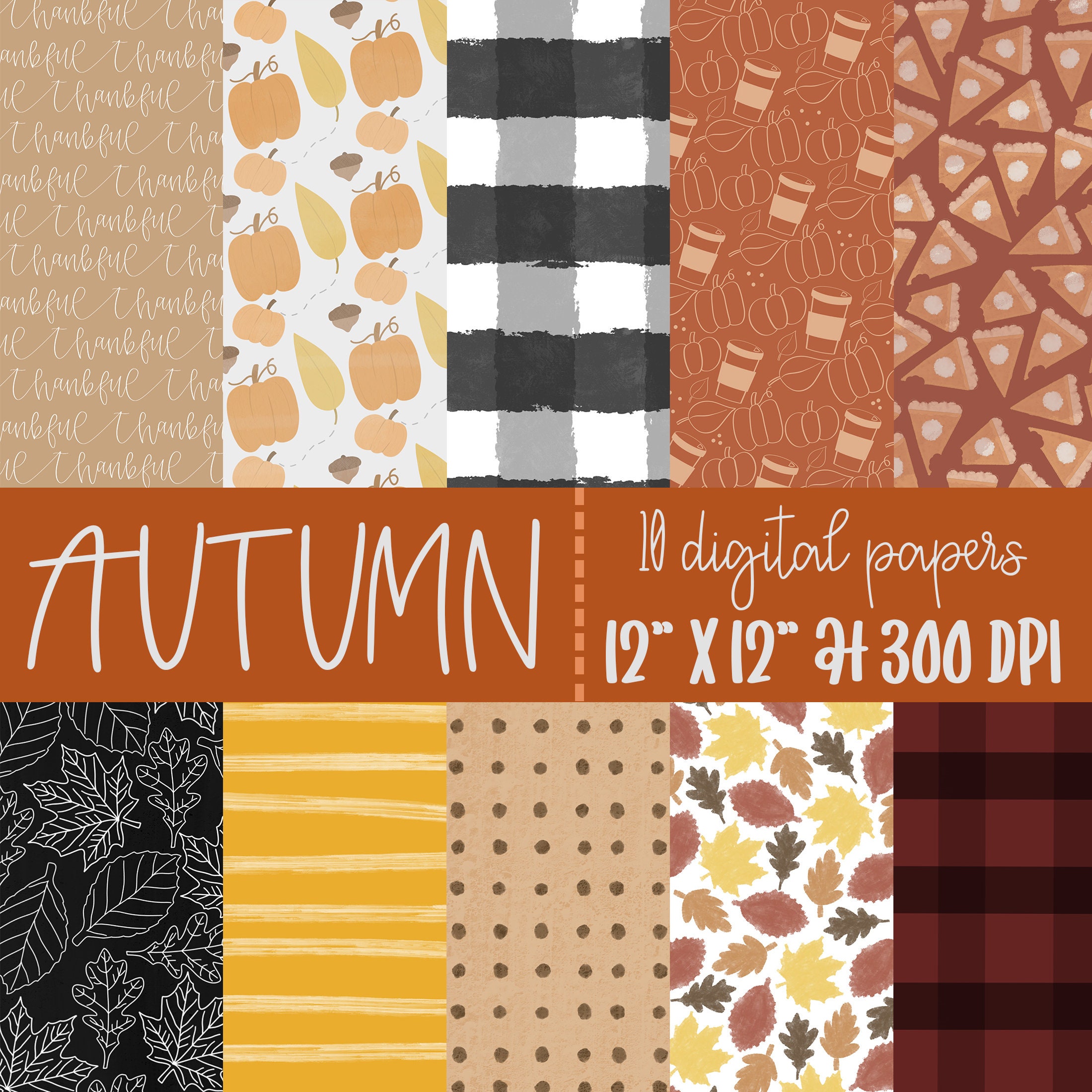 AUTUMN Set of 10 Digital Papers High Quality Instant Download Digital ...