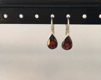 Garnet tear drop earring