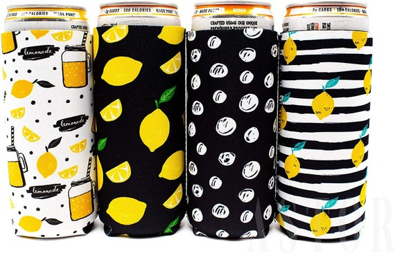 Set of Lemon Slim Can Cooler Hard Seltzer Slim Can