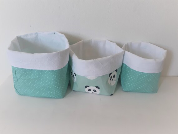 Cesta De Almacenamiento Para Bebes Cesta De Tela De Menta Etsy