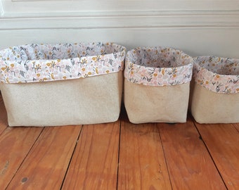 Lot 3 Panieres Reversible Paniere Tissu Bebe Corbeille Etsy France