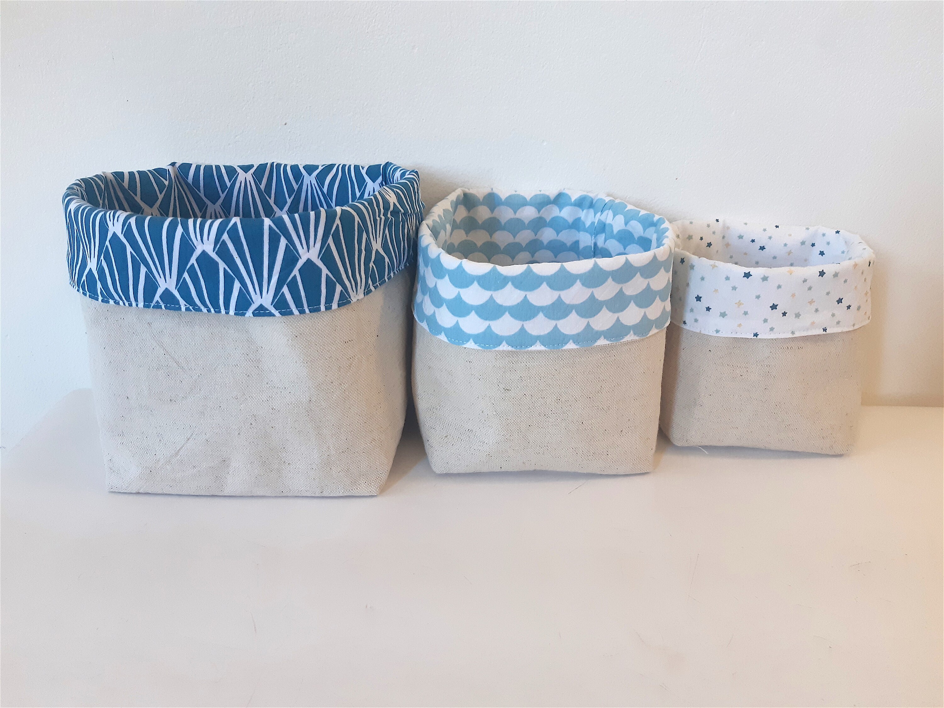 Panier Rangement Bébé, Corbeille Tissu, Couche, Panier Tissu Bébé Bleu Azur Turquoise, Lot Panier, C