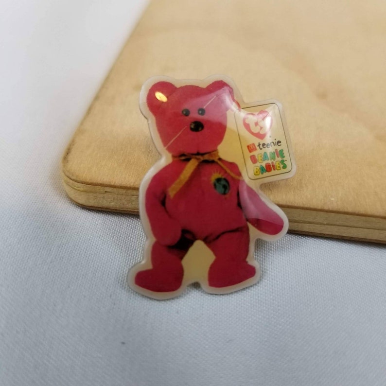 Group 2 Vintage McDonalds Red Bear Teenie Beanie Babies Enamel Lapel Pin 2000 Ty Inc