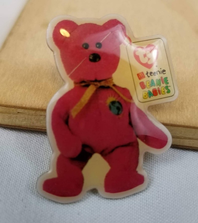 Group 2 Vintage McDonalds Red Bear Teenie Beanie Babies Enamel Lapel Pin 2000 Ty Inc