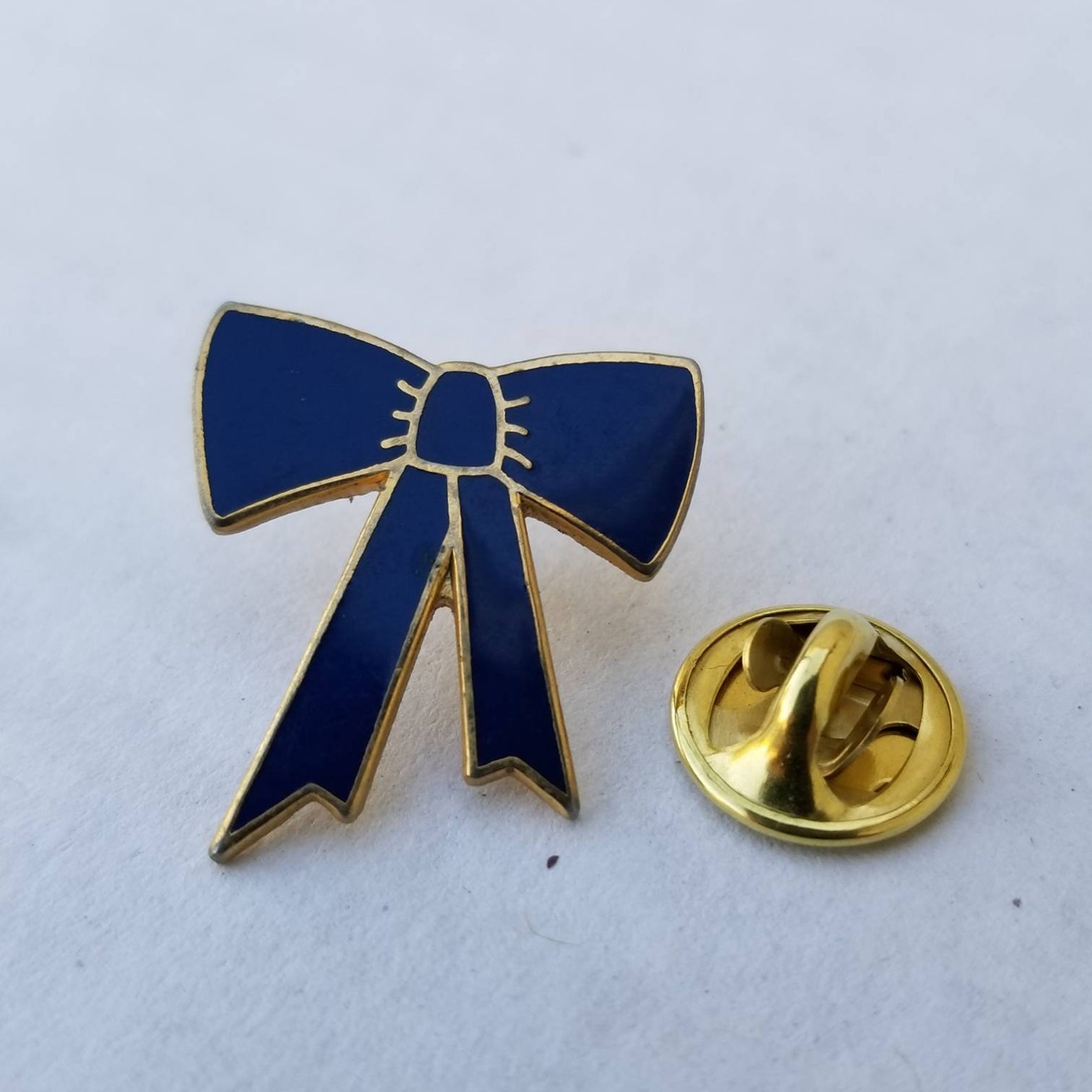 Blue Ribbon Support Vintage Lapel Pin Etsy
