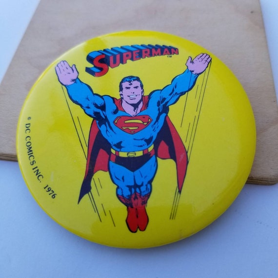 Vintage Superman 1976 DC Comics Inc Pin Pinback B… - image 1