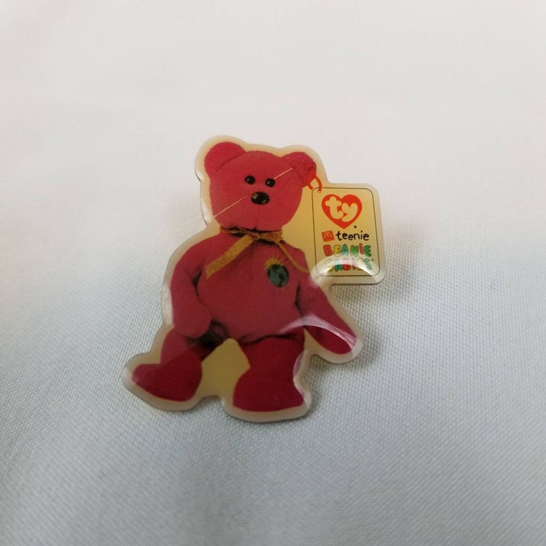 Group 2 Vintage McDonalds Red Bear Teenie Beanie Babies Enamel Lapel Pin 2000 Ty Inc