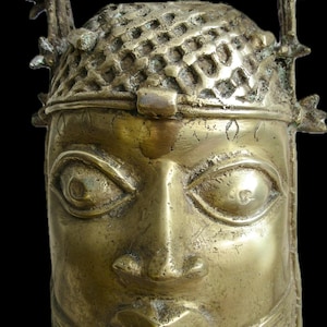 Benin Memorial Cast Bronze Head Oba