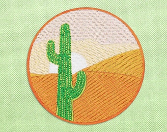 Iron on desert cactus patch for hats, outdoor travel patches for backpacks, succulent cactus applique