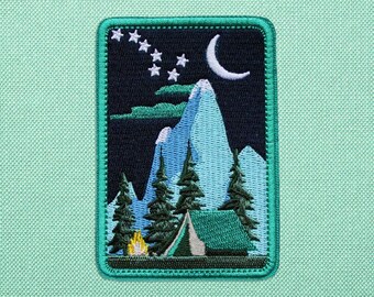 Mountain camping velcro patch for backpacks, embroidered travel outdoor patch