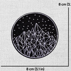 The Mountain Patch Mountain Patch, Nature Patch, Space Patch, Hiking Patch, Jacket Patches, Geometric Patch Embroidered Iron On 3.1 in (8.1 cm)