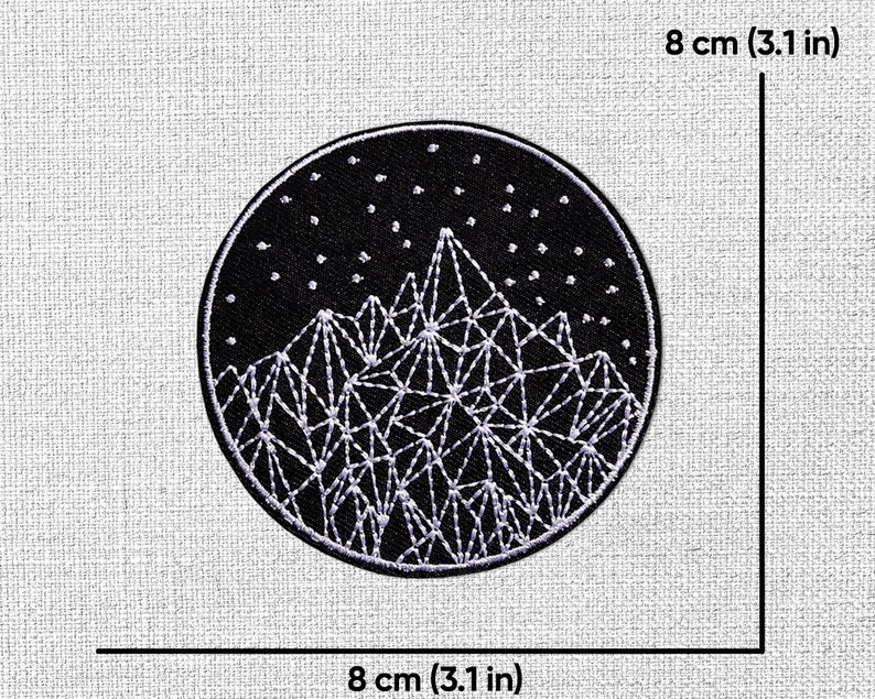 The Mountain Patch Mountain Patch, Nature Patch, Space Patch, Hiking Patch, Jacket Patches, Geometric Patch Embroidered Iron On 3.1 in (8.1 cm)