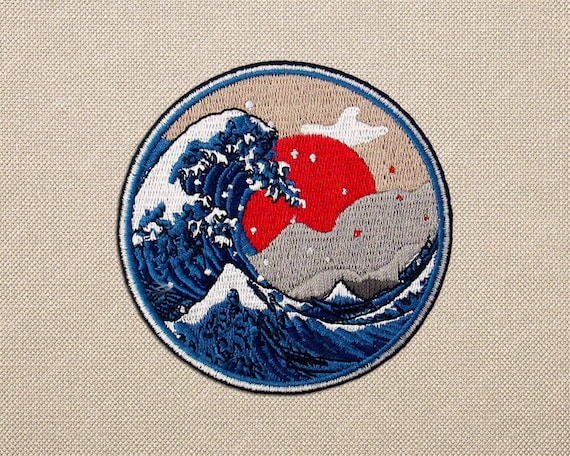 Great Ocean Wave Embroidered Iron-On Patch