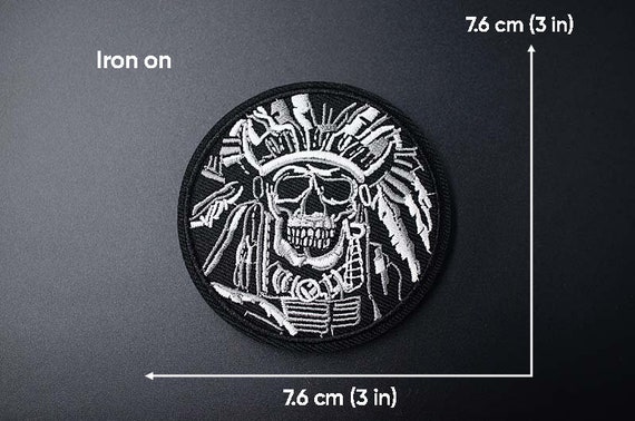 Native Skull Morale Patch for Backpacks, Velcro Tactical Military Patches  for Jackets Hook and Loop / Iron On 
