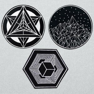 Iron on outer space science patches for jacket, psychedelic astronomy patches for backpacks