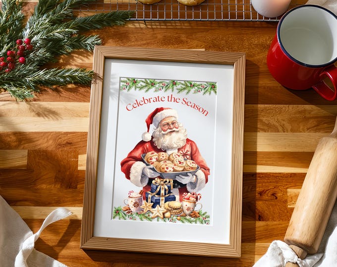 Santa's Cookies Christmas Art Print: Watercolor Holiday Wall Decor