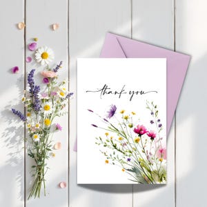 Watercolor Wildflower Thank You Cards: Floral Stationery Set