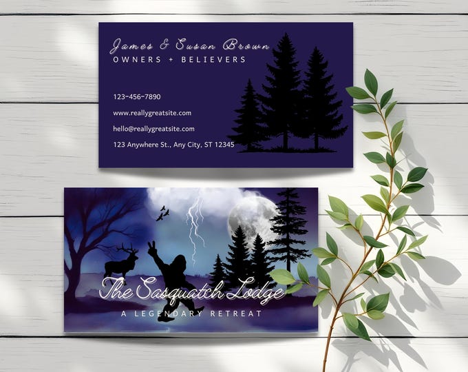 Rustic Bigfoot Business Cards: Airbnb, Small Shop Sasquatch Design
