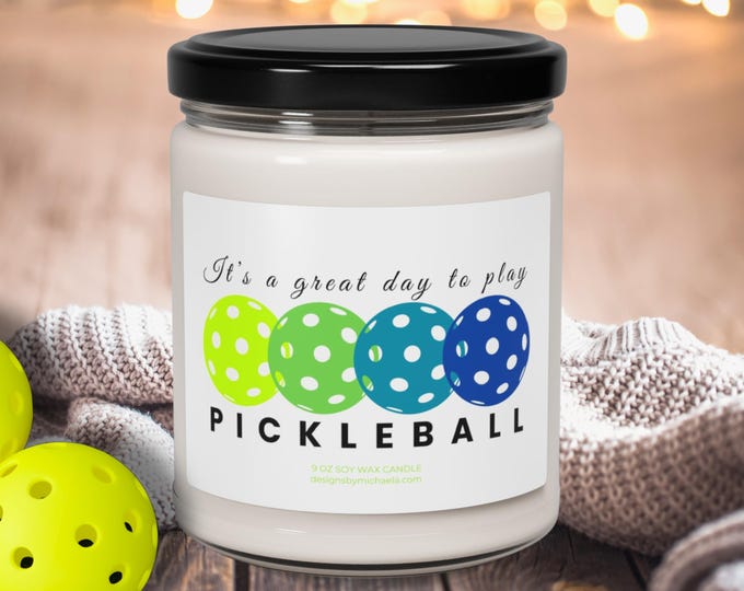 It's A Great Day to Play Pickleball Scented Candle, Pickleball Soy Candle, Lover of Pickleball Gift, Colorful Pickleball Birthday Candle