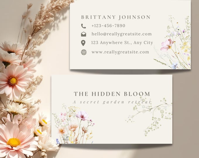 Watercolor Floral Business Cards – Elegant Botanical Design