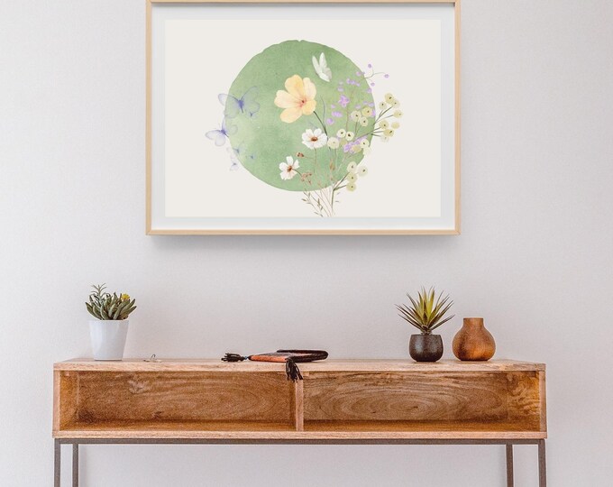Japandi Watercolor Floral Wall Art Print, Botanical Japandi Minimalist Wall Decor, Elegant Japandi Flowers Illustration, Lover of Japandi