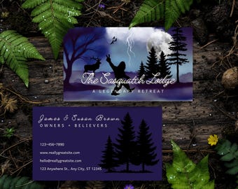 Rustic Bigfoot Business Cards: Airbnb, Small Shop Sasquatch Design
